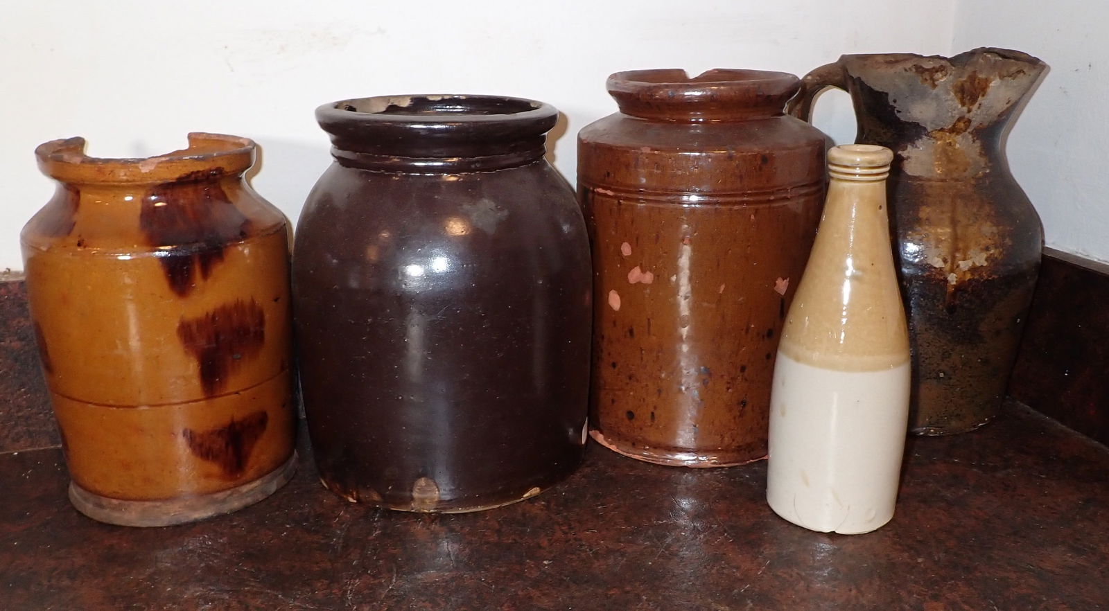 Pottery & Redware Jars Pitcher & Bottle (1 of 3)