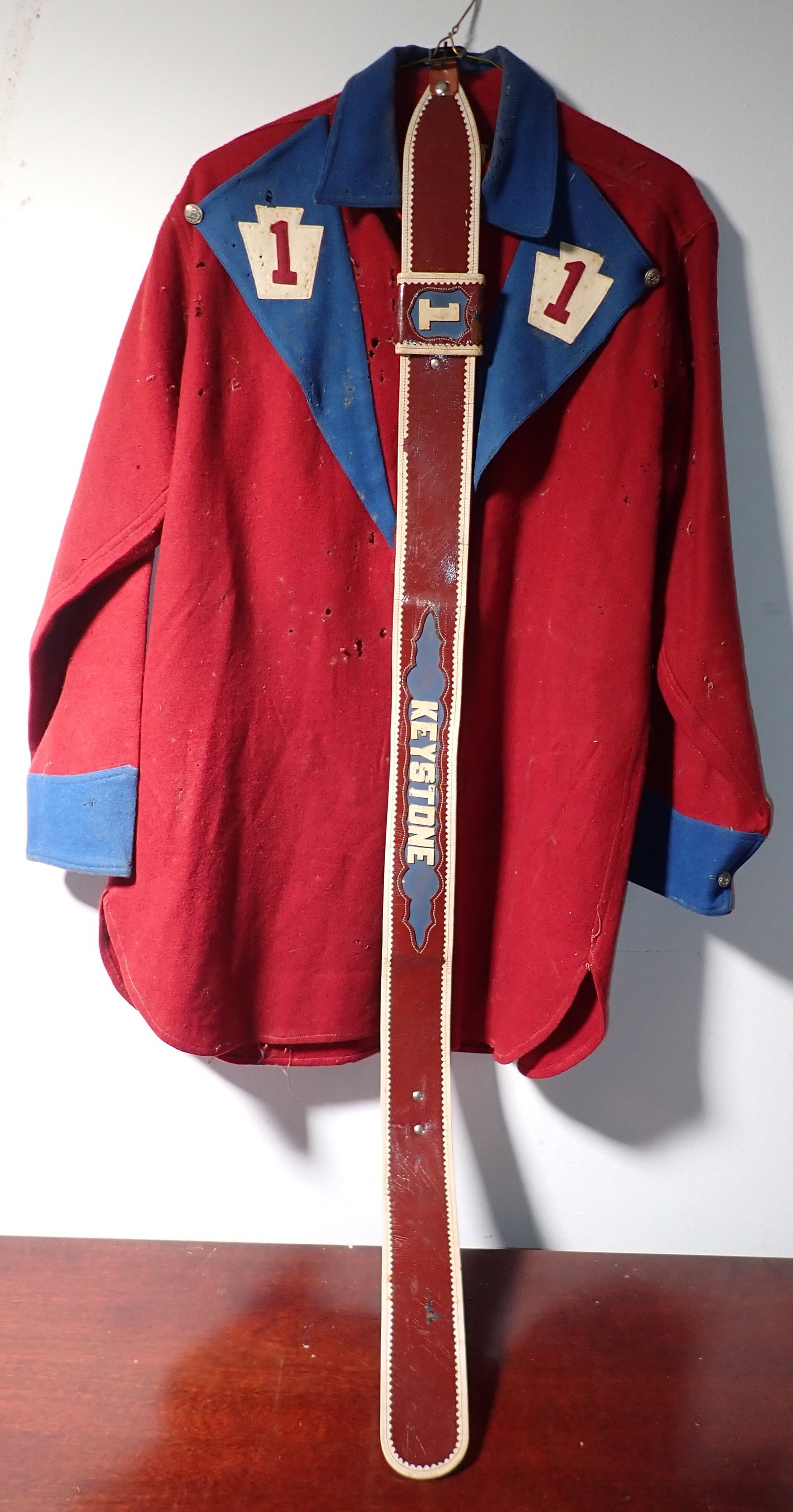 Keystone Firemans Shirt & Belt: Belt is apprx 2 1/2" wide and 41" long.
