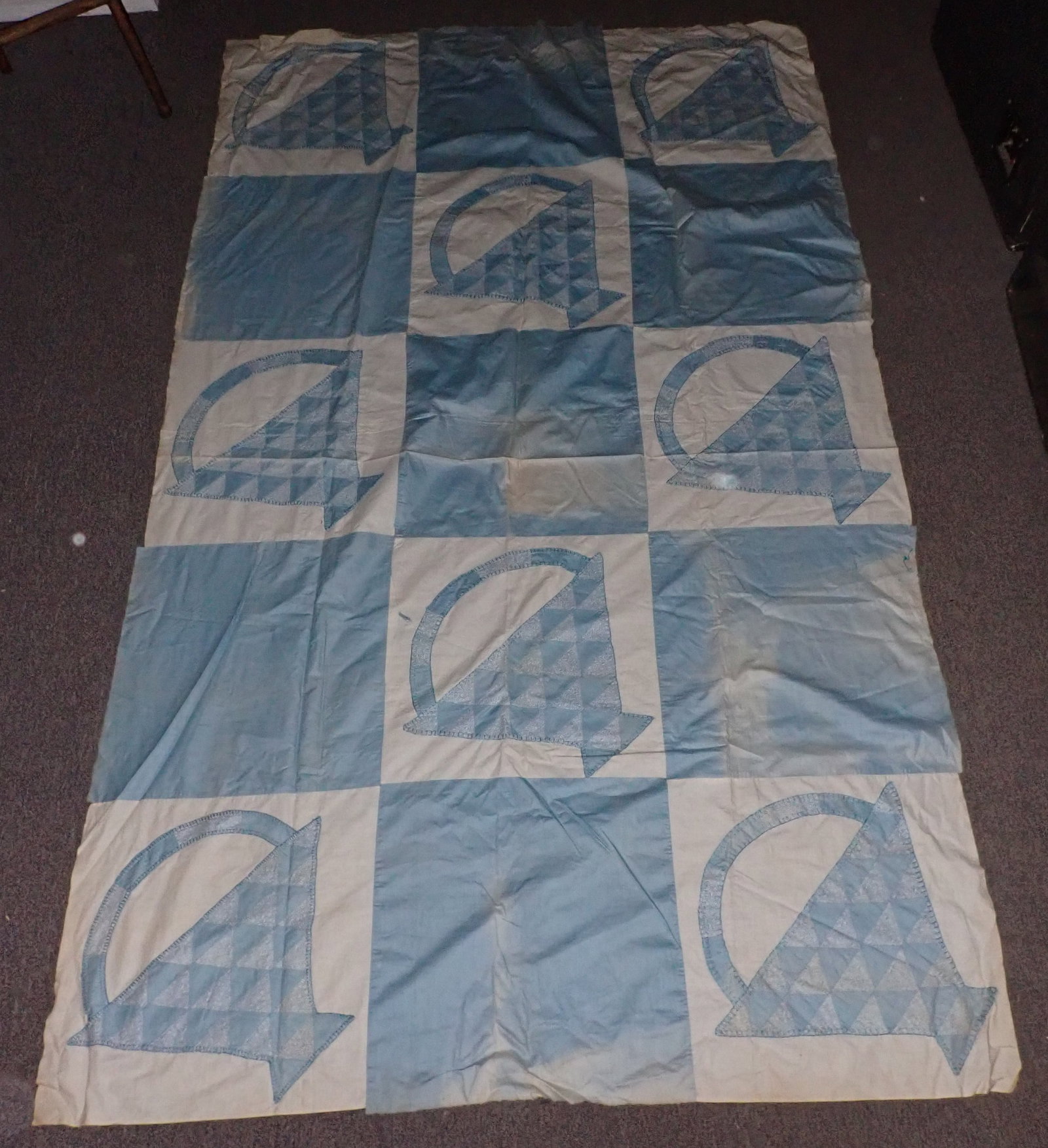 2 Quilt Tops: First is 50" x 82". Second is approx 63" x 83"