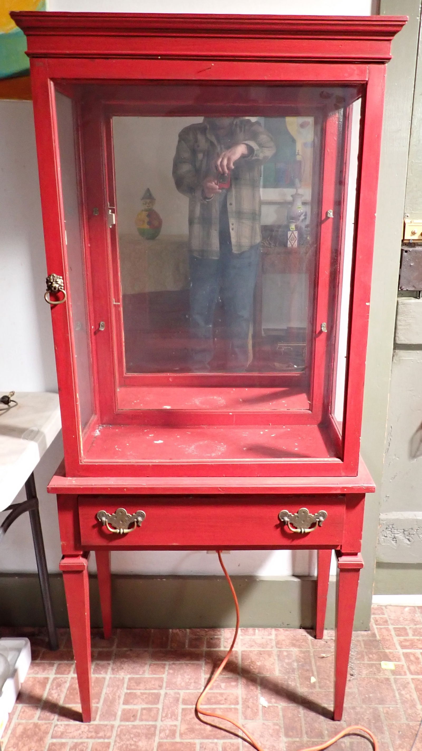 Curio / Display Cabinet in Red Paint (1 of 4)