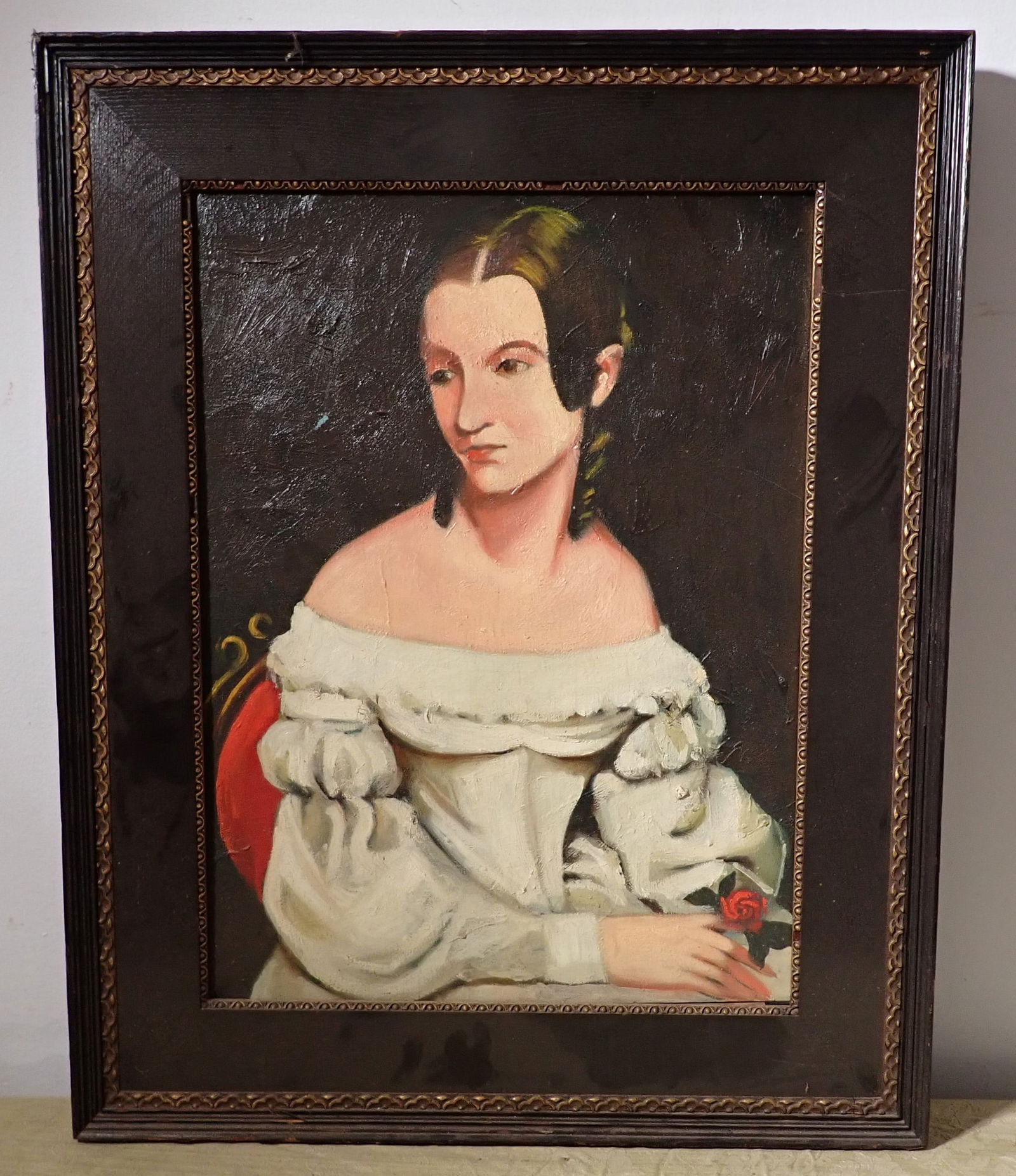 Wally Barnette Lady Oil on Canvas Painting (1 of 4)