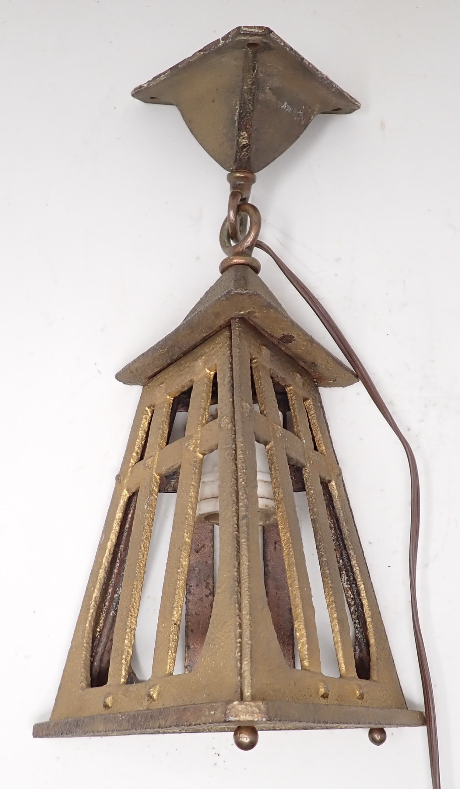 Cast Iron Mission / Arts & Crafts Style Ceiling Light Fixture (1 of 4)