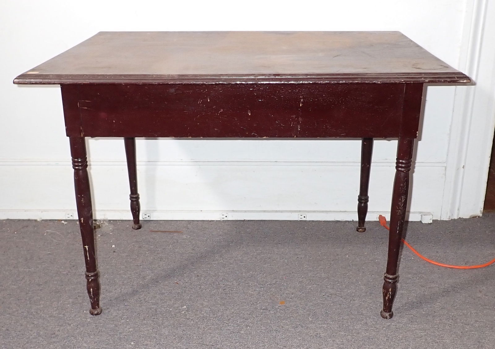 Country Work Table in Brown Paint: Apprx 30" x 43" x 29" tall. NO SHIPPING ! Bring help to remove