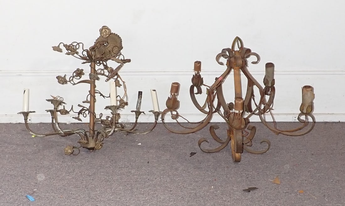 2 Chandeliers: One on right is approx 22" in diameter and 19" tall. NO SHIPPING !
