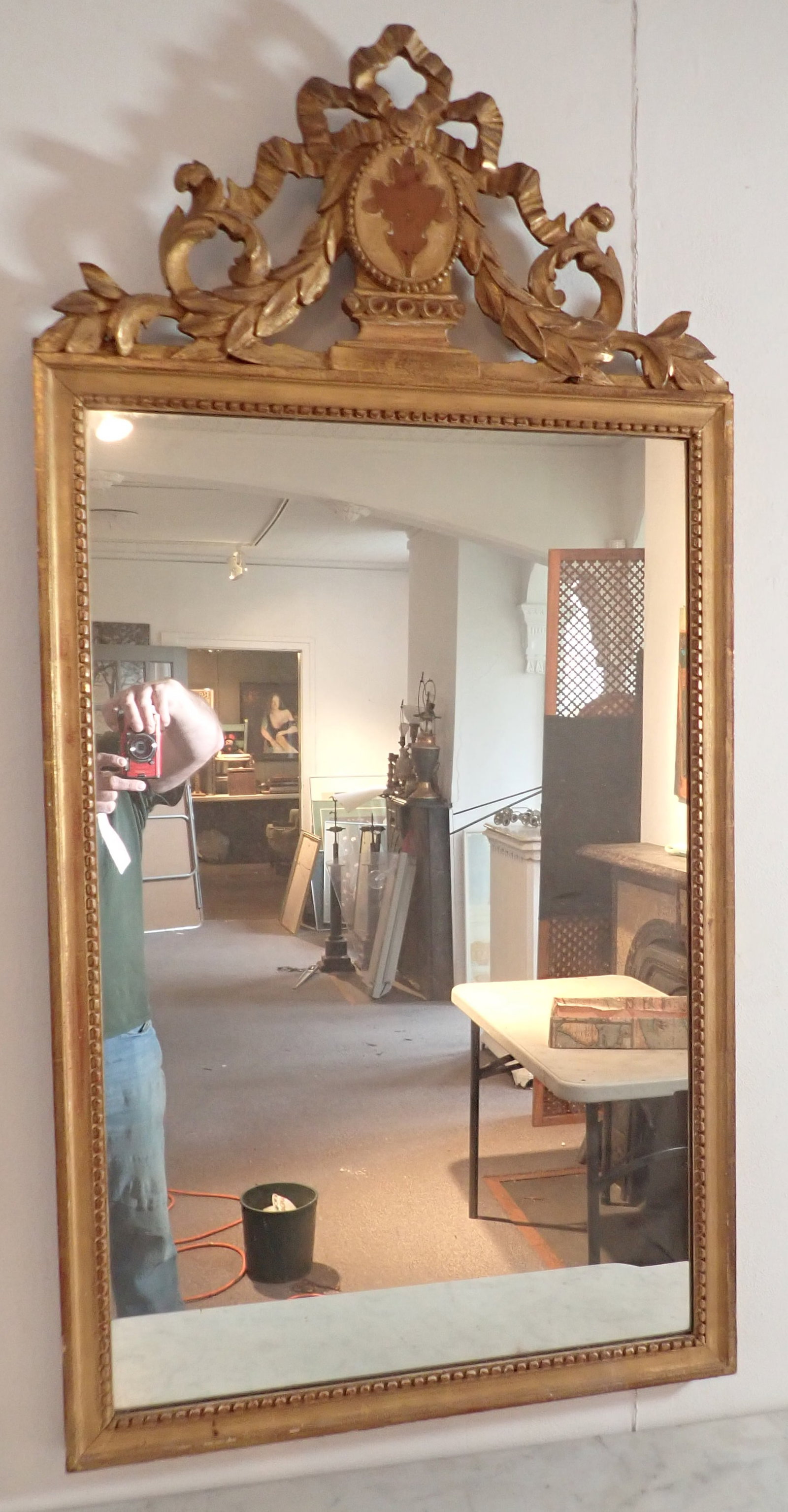 Gold Gilt Wall Mirror: Apprx 24" x 47 1/2". NO SHIPPING