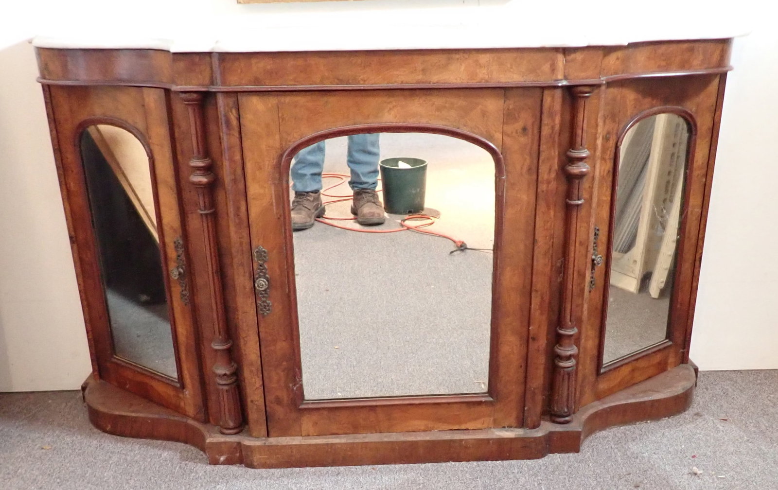 Marble Top Console: Approx 16 1/4" x 59 1/2" x 34 1/4" tall. NO SHIPPING ! Bring help to remove !!