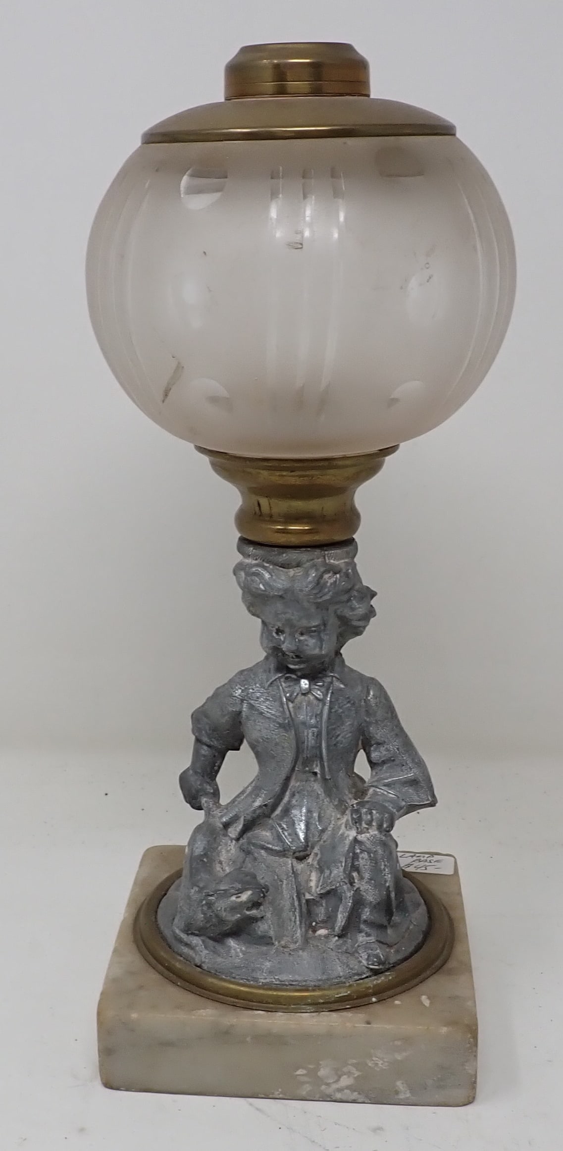 Figural Oil Lamp w/ Cat: Approx 10 1/2" tall