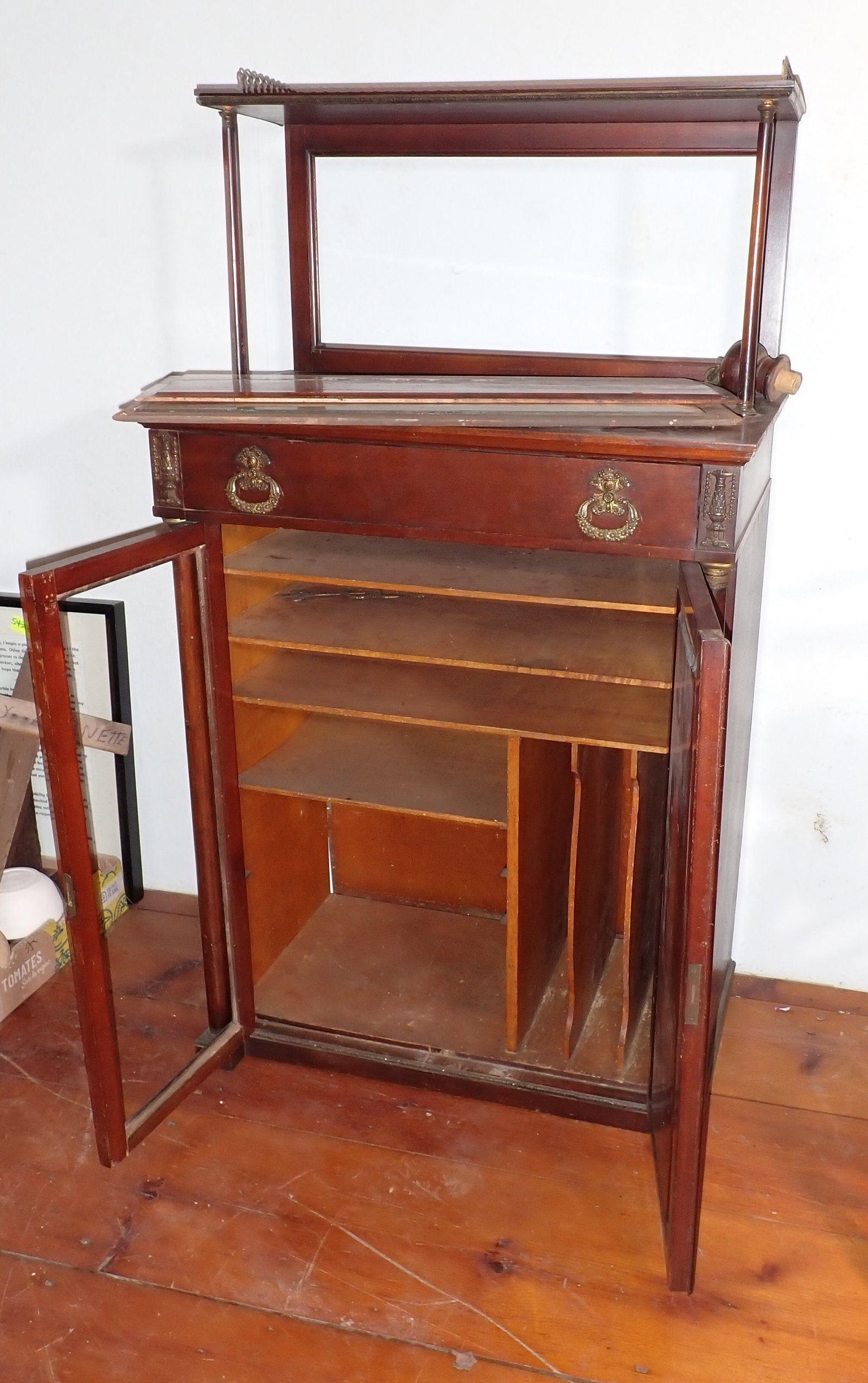 Music Cabinet: Apprx 16 3/4" x 28" x 50 1/4" tall. No shipping !