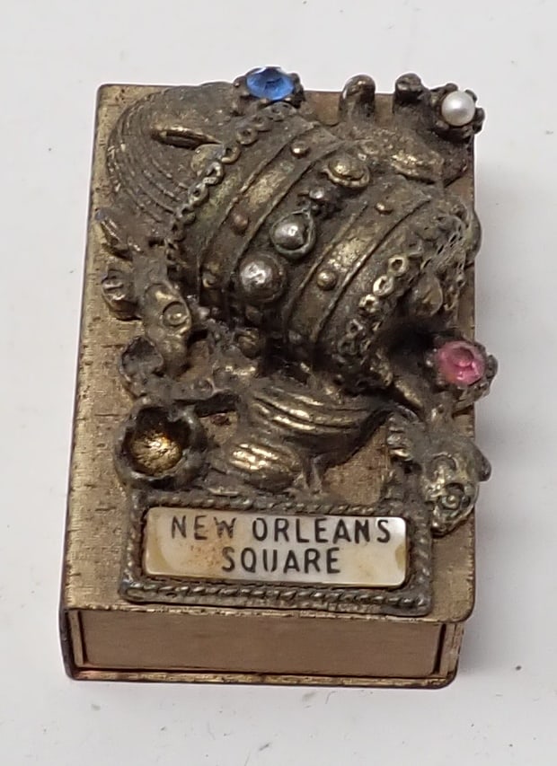 New Orleans Square Treasure Chest Matchbox Holder: Matchbox holder is apprx 1 1/8" x 1 3/4"