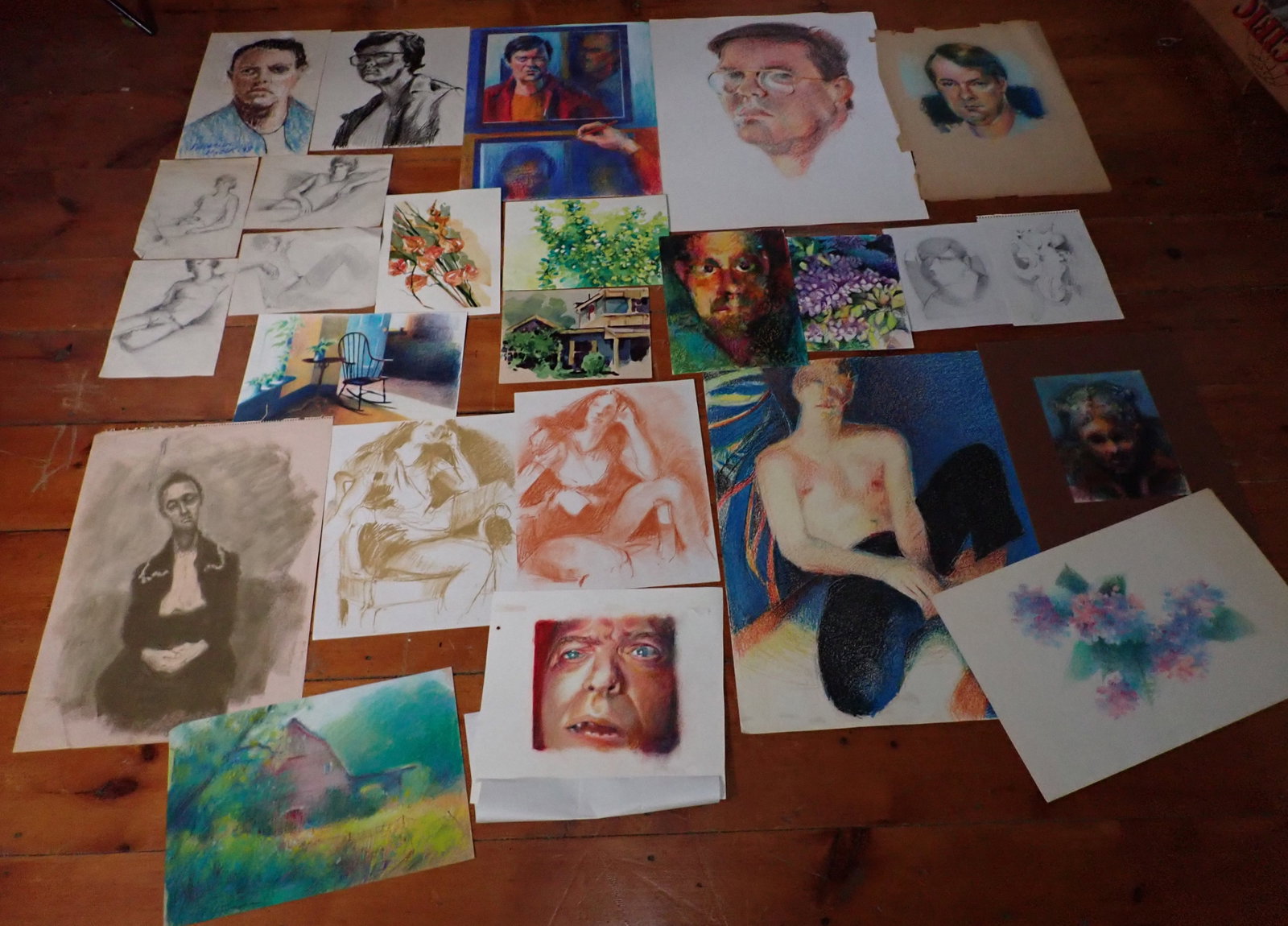 Watercolors Sketches Pastels Misc Art: Largest is approx 22 3/4" x 28 1/2"