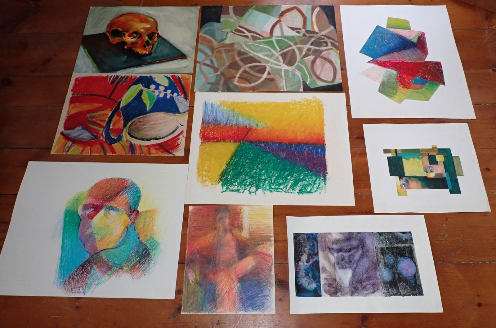 Abstract Pastels & Paintings: Most are pastels . Largest are apprx 22 3/4" x 28 3/4"