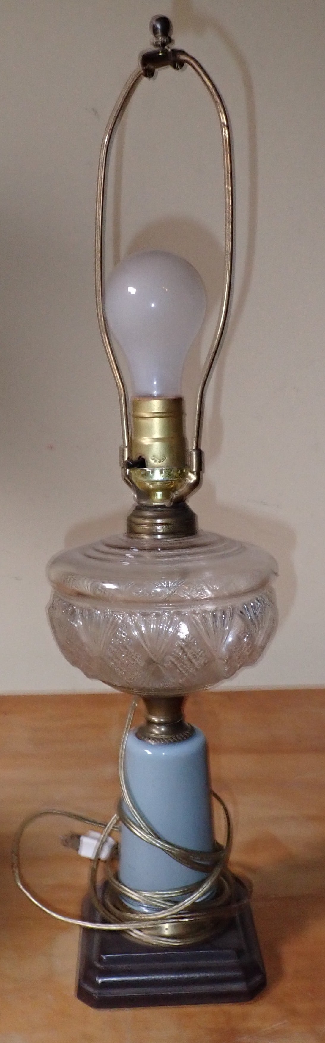 Pedestal Oil Lamp Electrified: Approx 22 1/2" tall.