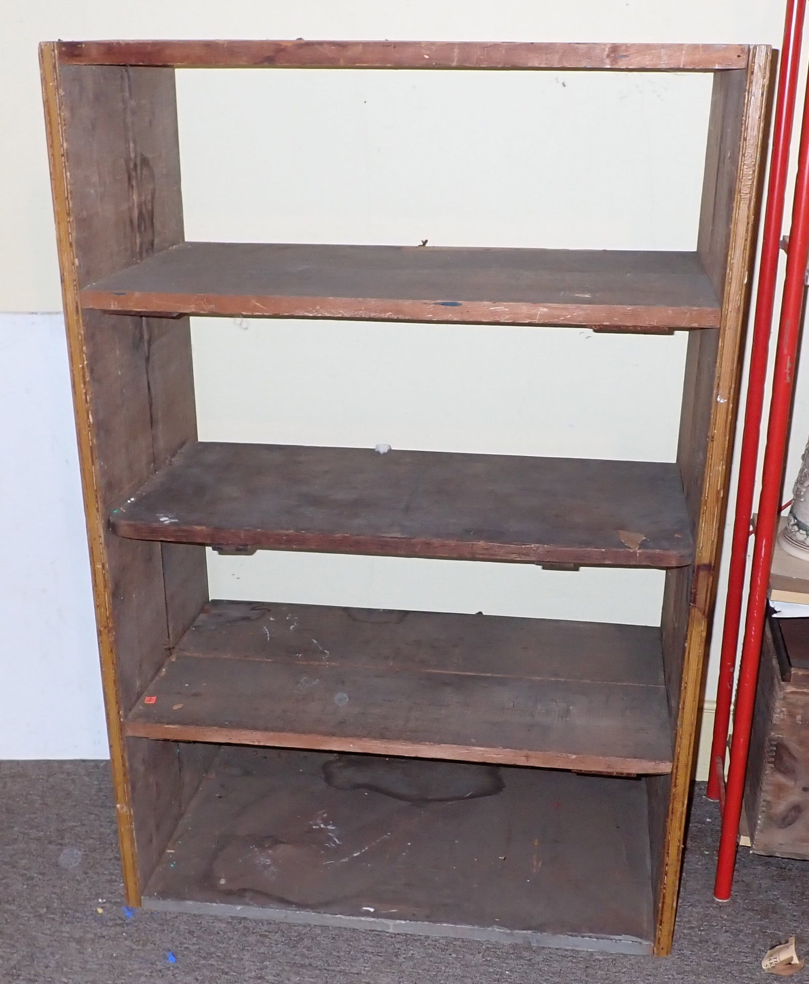 Primitive Type Shelf: Approx 17 1/2" x 32 1/2" x 48 1/4" tall. No shipping ! Bring proper help to remove.