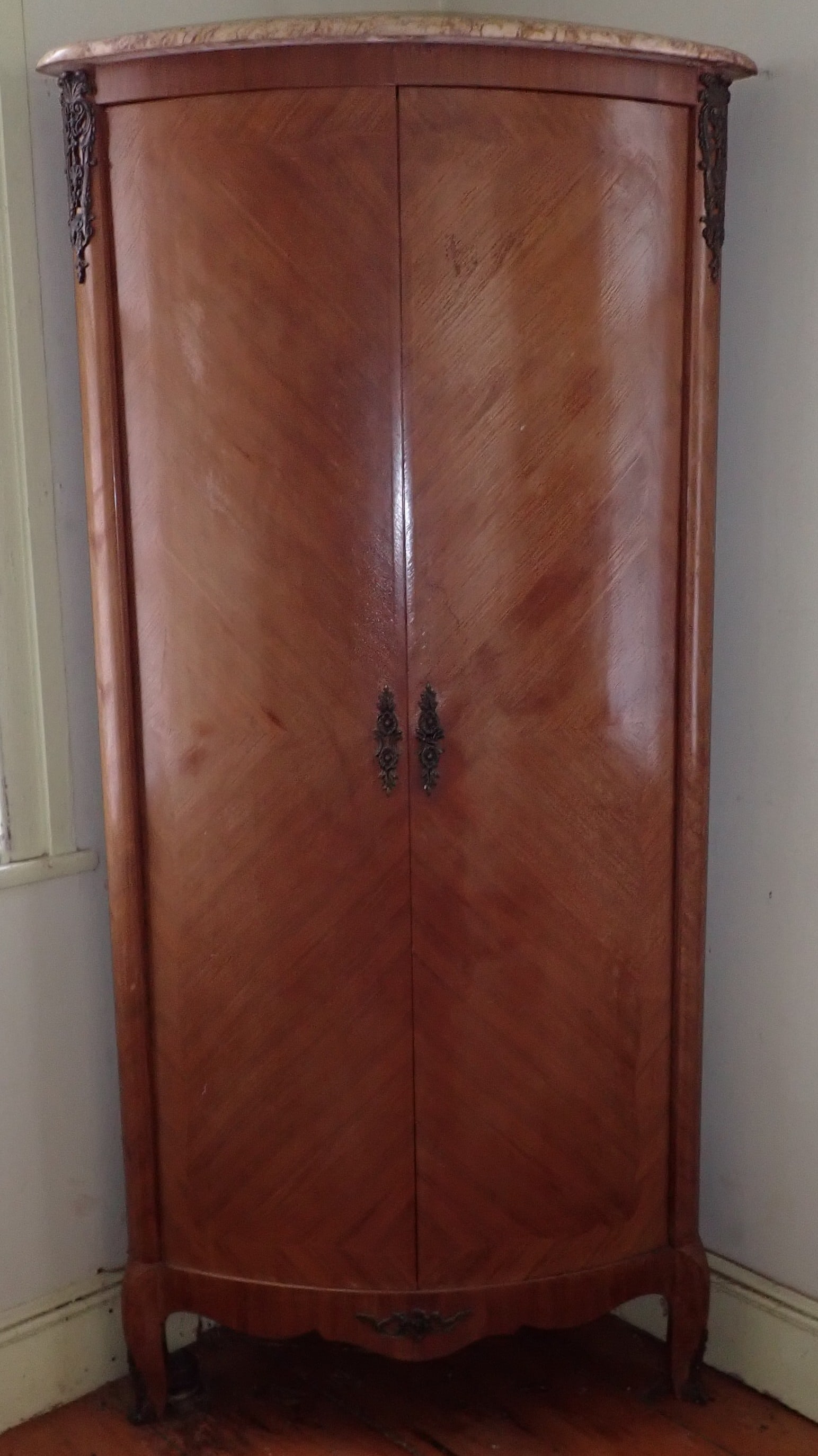 French Style Corner Cabinet w/ Marble Top (1 of 4)