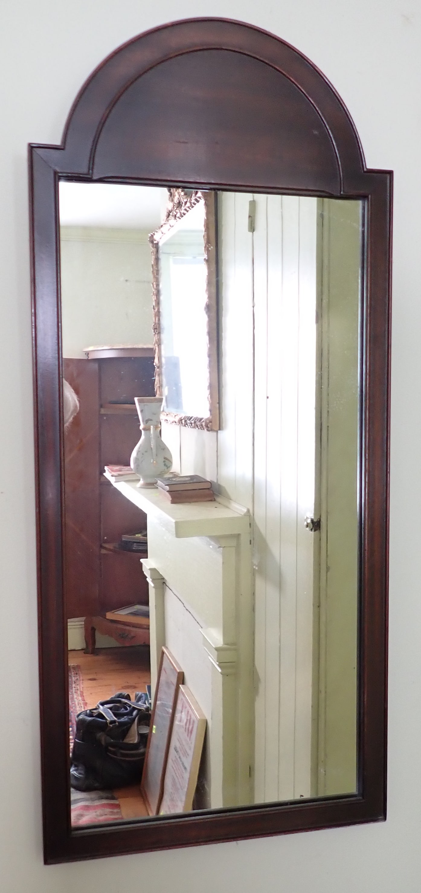 Walnut Wall Mirror: Apprx 15 3/4" x 35 1/2". NO SHIPPING ! Buyer to remove from second floor