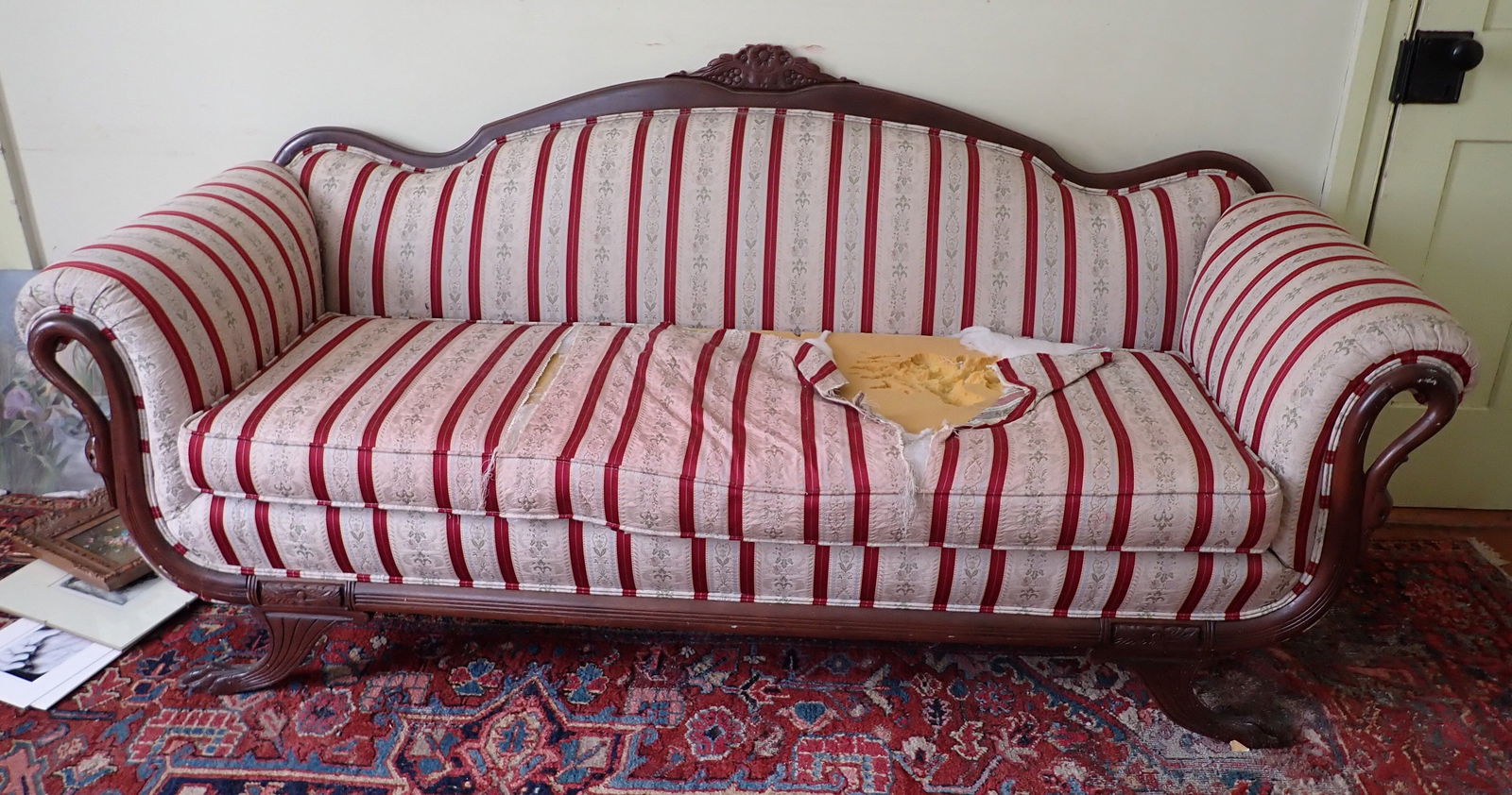 Victorian Sofa: Approx 78" long, 19" to seat, 23" deep, 37" tall. No shipping ! Bring proper help to remove from second floor.