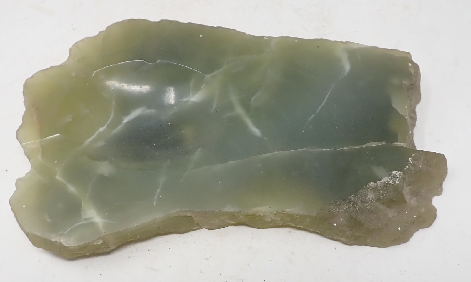 Jade Type Ashtray: Apprx 6 1/4" x 10"