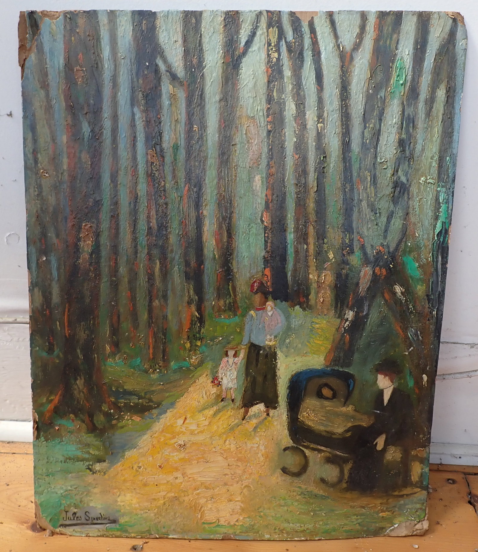 Oil on Board Painted Signed Jules: Apprx 16" x 20". If shipping is needed, contact UPS Store 5528 to get a quote before bidding