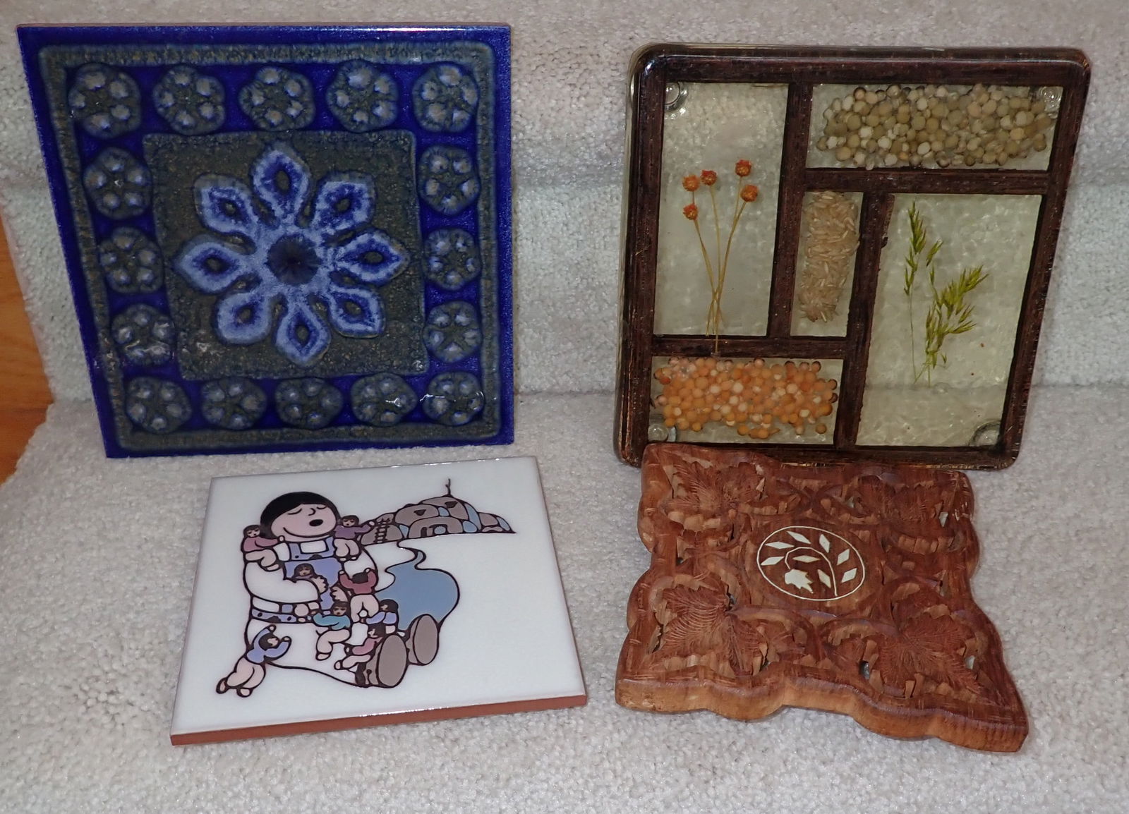 Lucite , Masterworks , Misc Trivets: Largest is apprx 8" x 8"