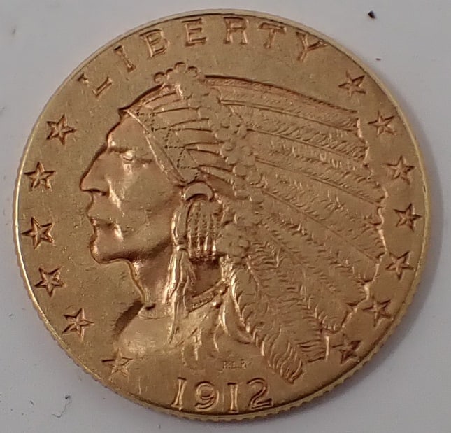 1912 2 1/2 Dollar Indian Gold Piece (1 of 2)