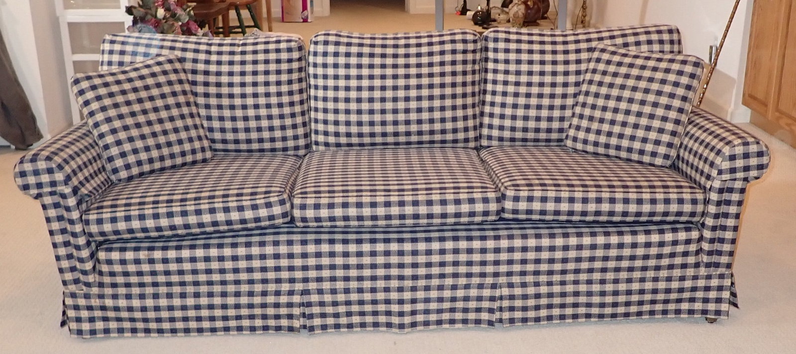 Sofa: Approx 82" long, 17" to seat, 22 1/2" deep, 30" tall. NO SHIPPING !! Will be located in the garage, for easy pick up !