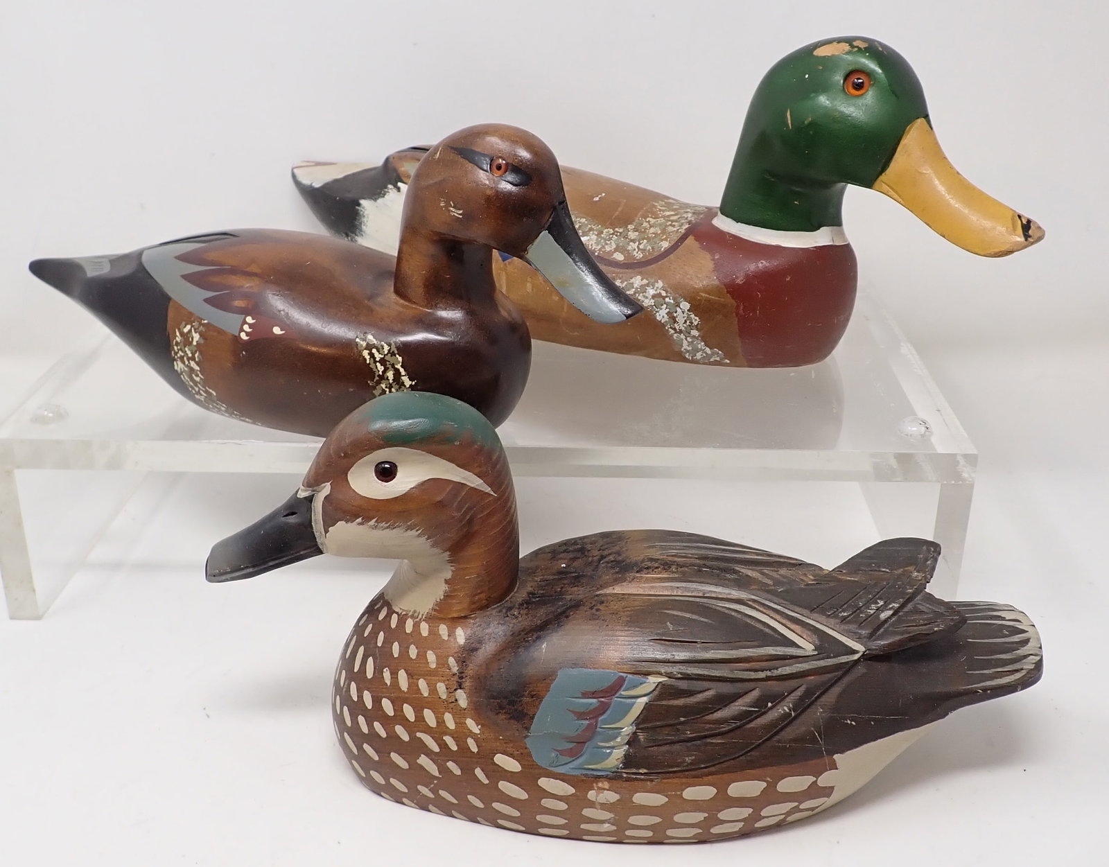 3 Duck Decoys: Longest is apprx 14 1/4" long.