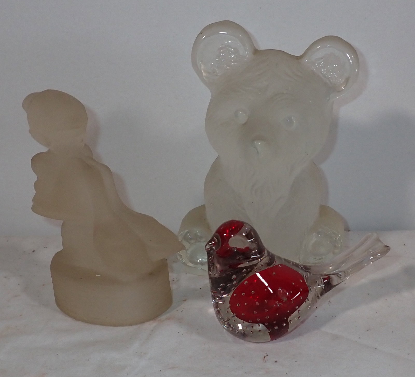 Bird & Bear Paperweights Little Girl & Goose: Bear is apprx 7" tall