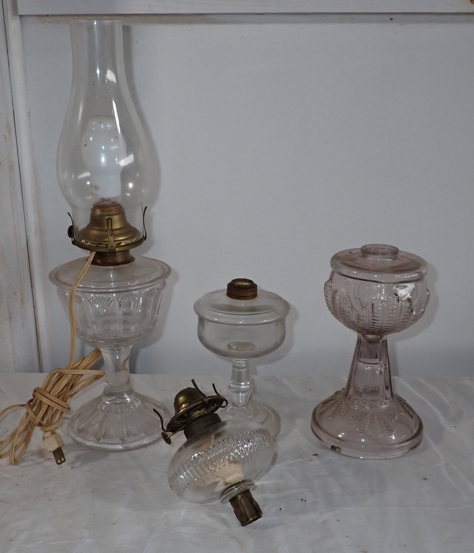 Oil Lamps: Tallest is approx 18" tall. NO SHIPPING