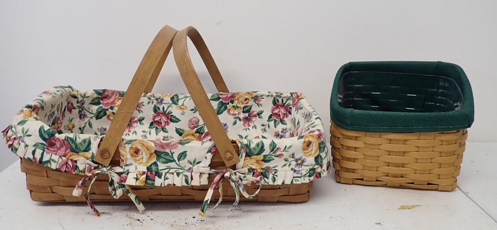 2 Longaberger Baskets: Largest is approx 11 1/4" x 17 3/4" x 4 3/4" tall