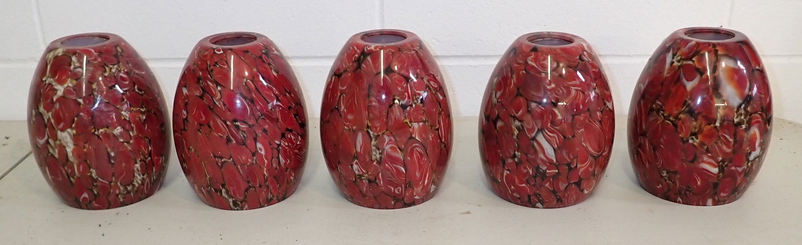 End of Day Style Shades: These are "new". Apprx 4 1/2" in diameter and 5 3/4" tall. Fitter diameter is approx 1 5/8". No shipping