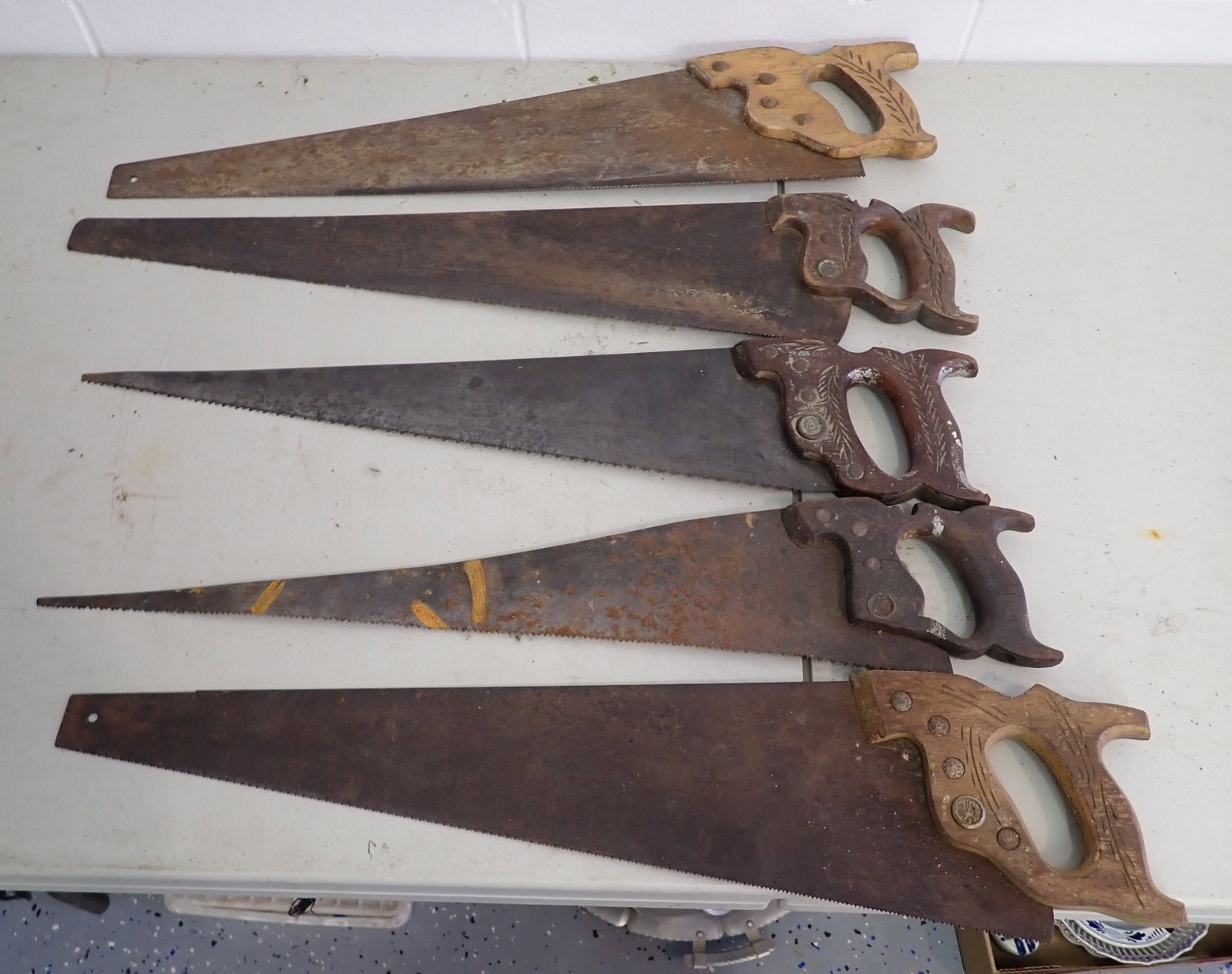 5 Hand Saws: Longest is approx 30". NO shipping