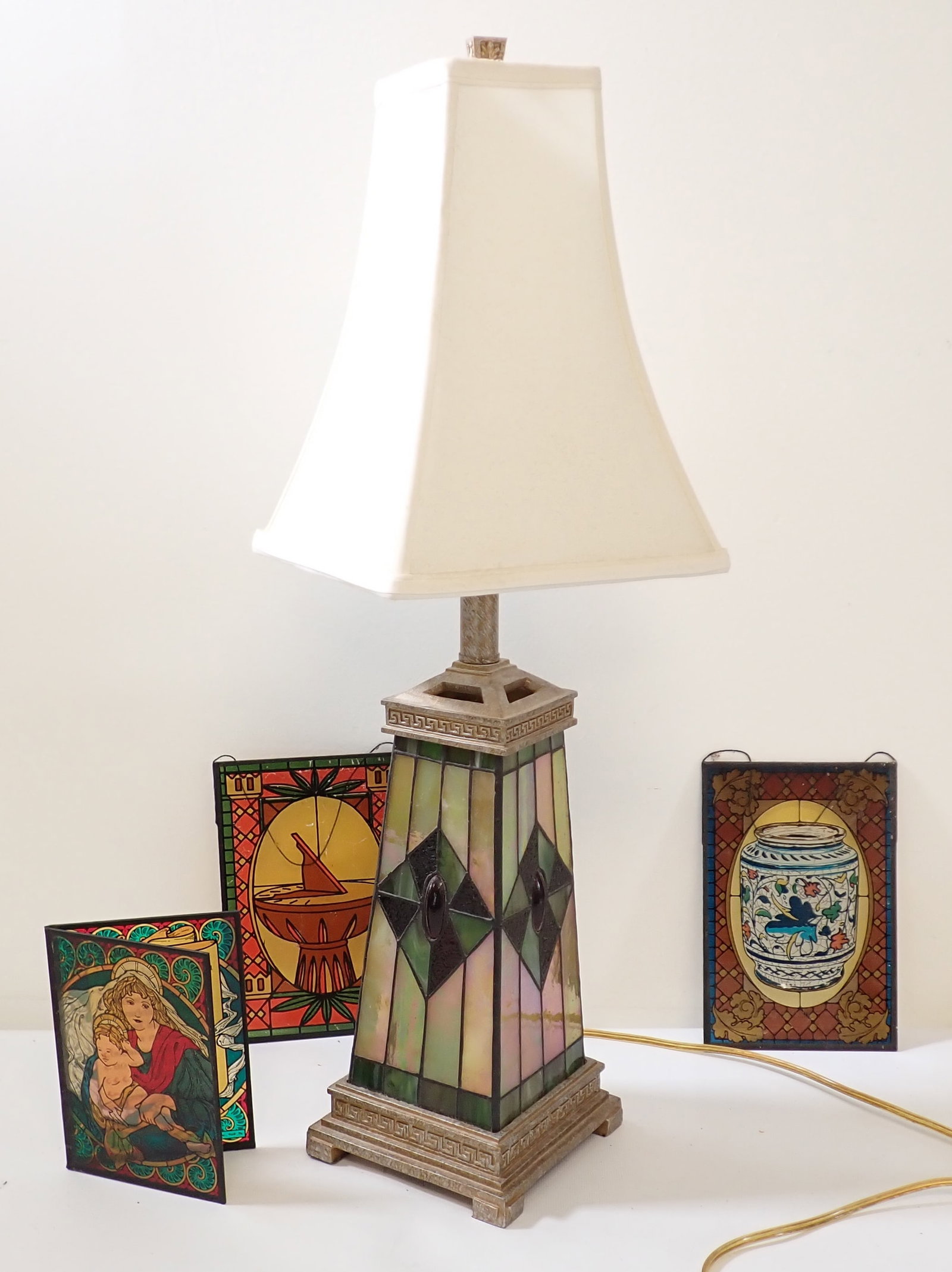 Stained Glass Table Lamp & Suncatchers (1 of 3)