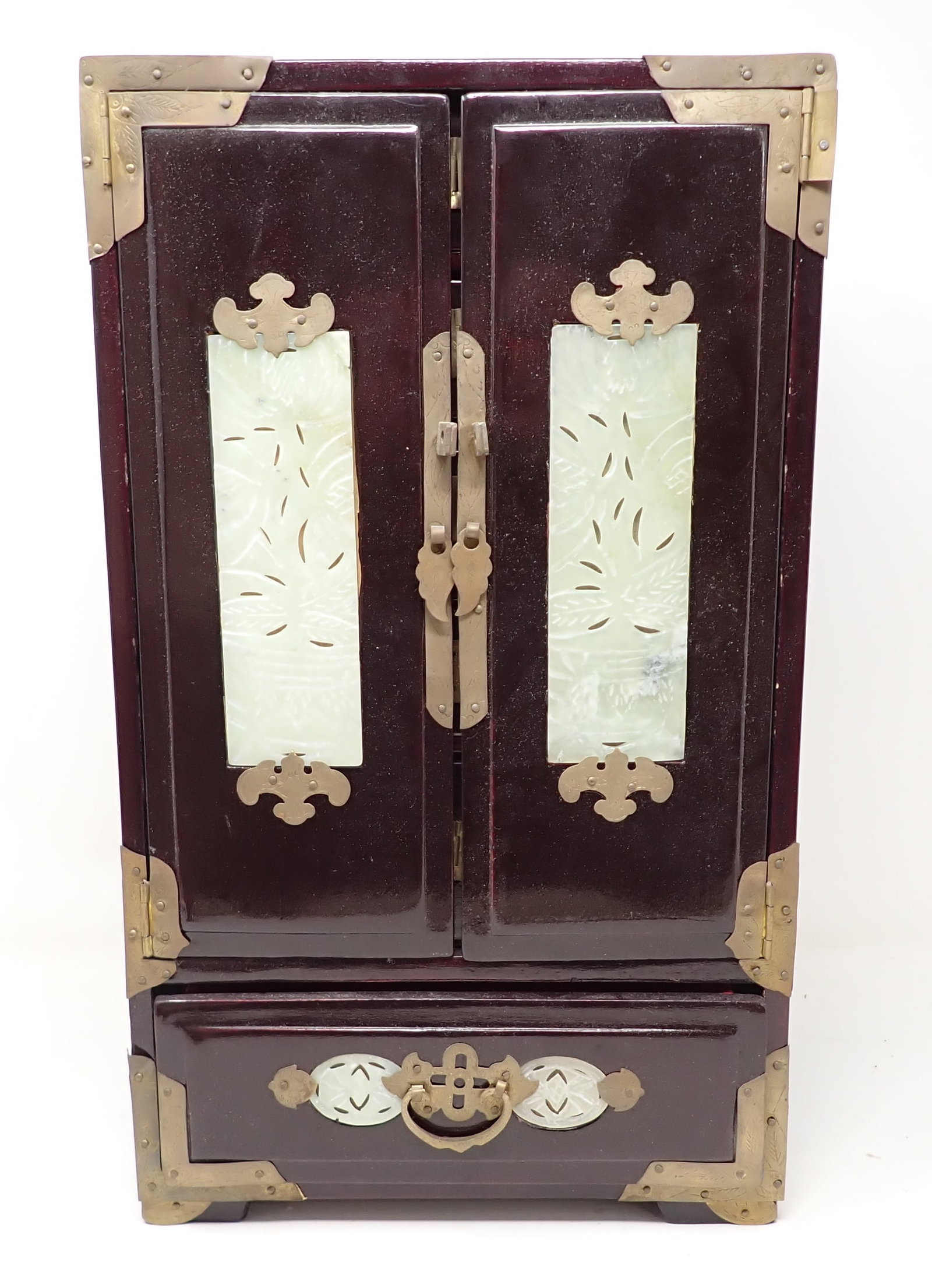 Oriental Jewelry Box: Approx 7" x 9 1/8"x 15 1/2" tall.