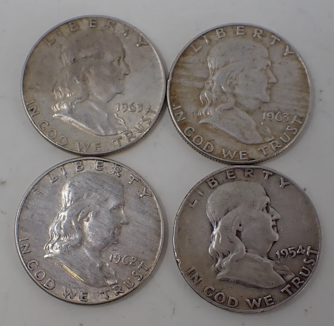 1954D 1962 1963D Franklin Half Dollars (1 of 2)