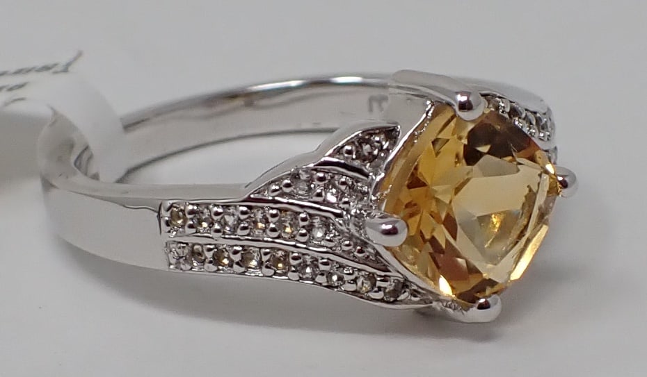 Sterling Silver Citrine & Topaz Ring: Size 8