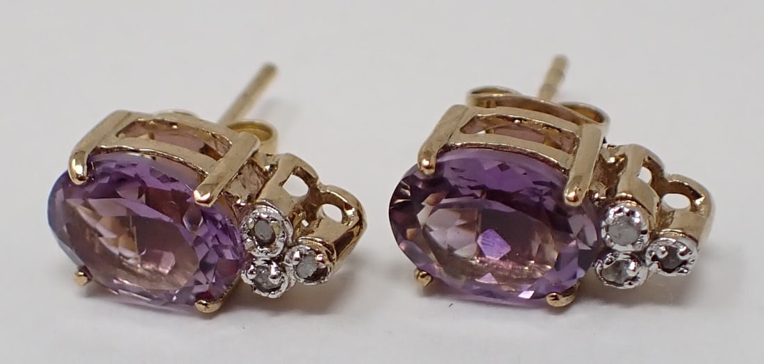 18k Gold Plated Amethyst Earrings: Earrings