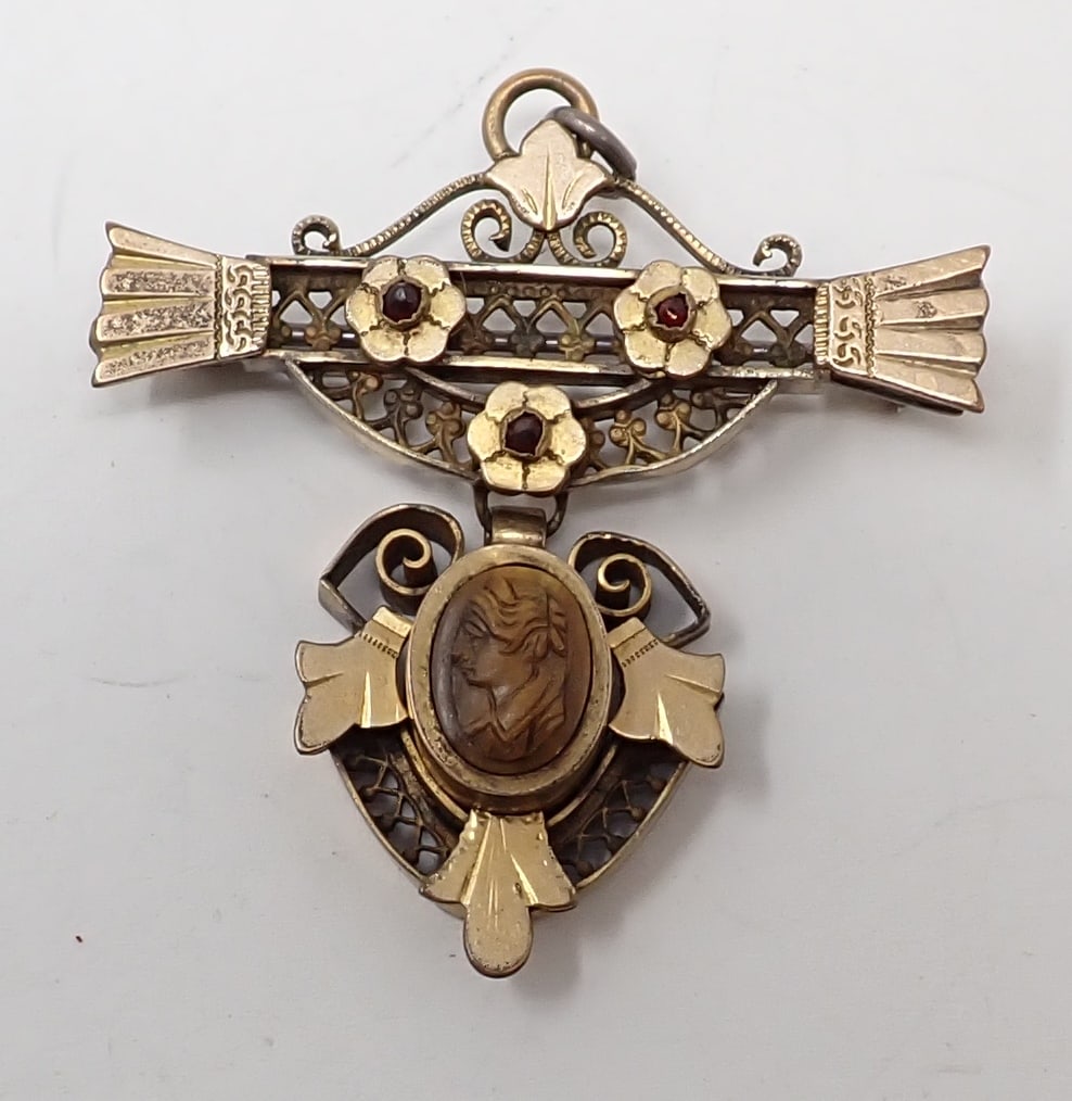 Victorian Pin Pendant with Cameo (1 of 4)
