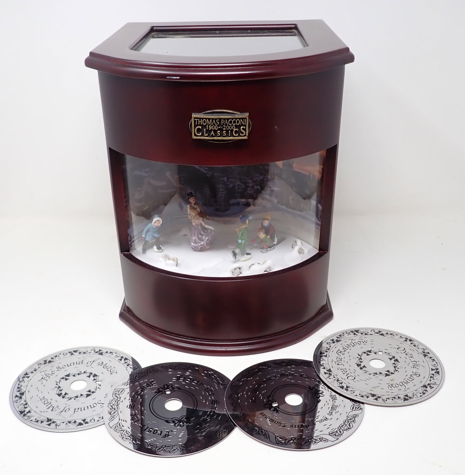 Thomas Picconi Classics Disc Player / Music Box: Discs are approx 4 3/4" in diameter. Player is approx 9" x 10 1/8" x 10 7/8" tall. No shipping