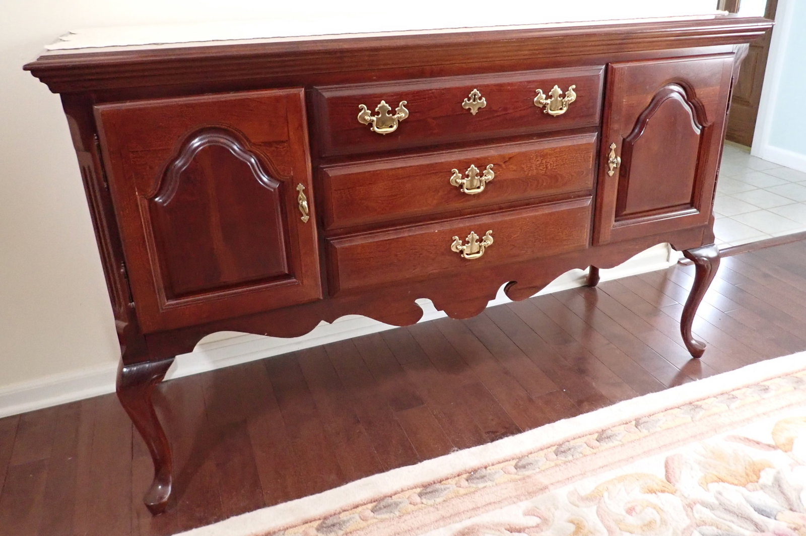 Sumter Queen Anne Style Sideboard: Approx 19" x 56" x 34 1/2" tall. NO shipping ! Bring help to remove !