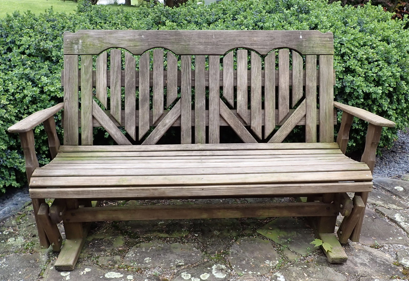 Wooden Glider Bench w/ Heart Design (1 of 2)