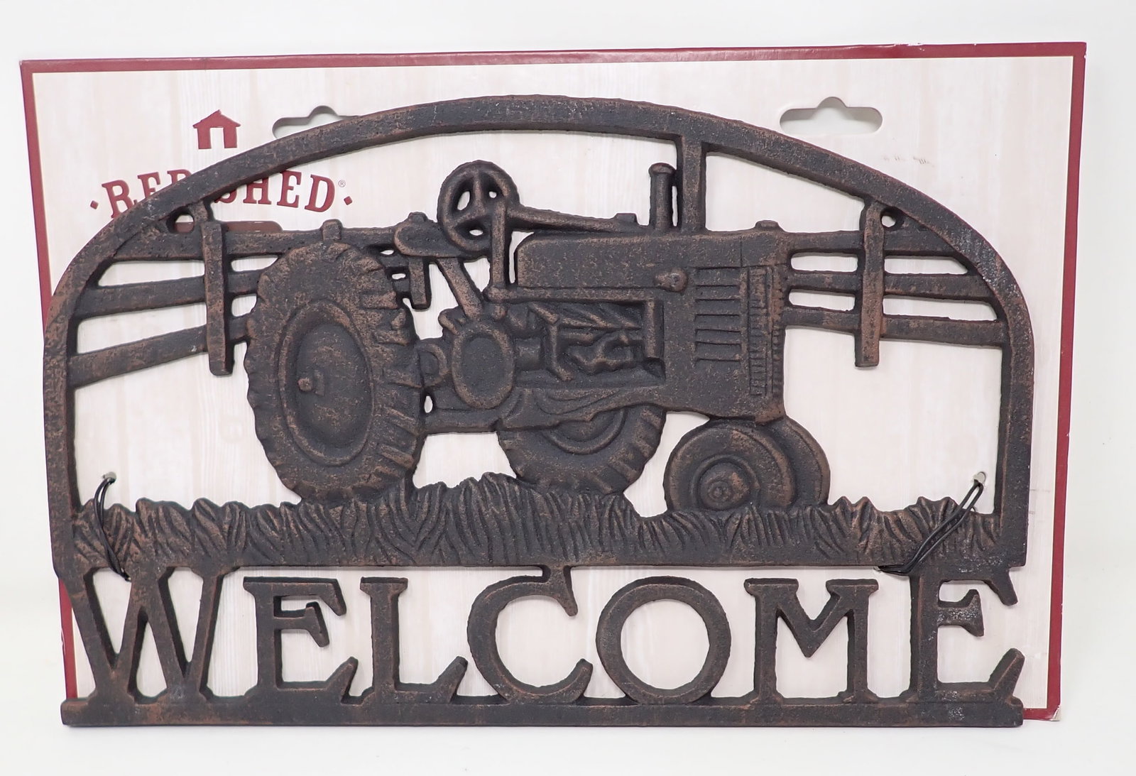 Cast Iron Tractor Welcome Sign: Approx 8 7/8" x 14"
