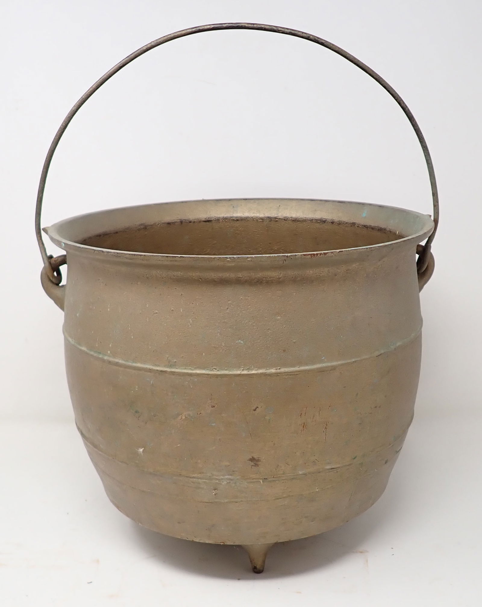 Footed Cast Iron Kettle w/ Bronze Paint (1 of 2)