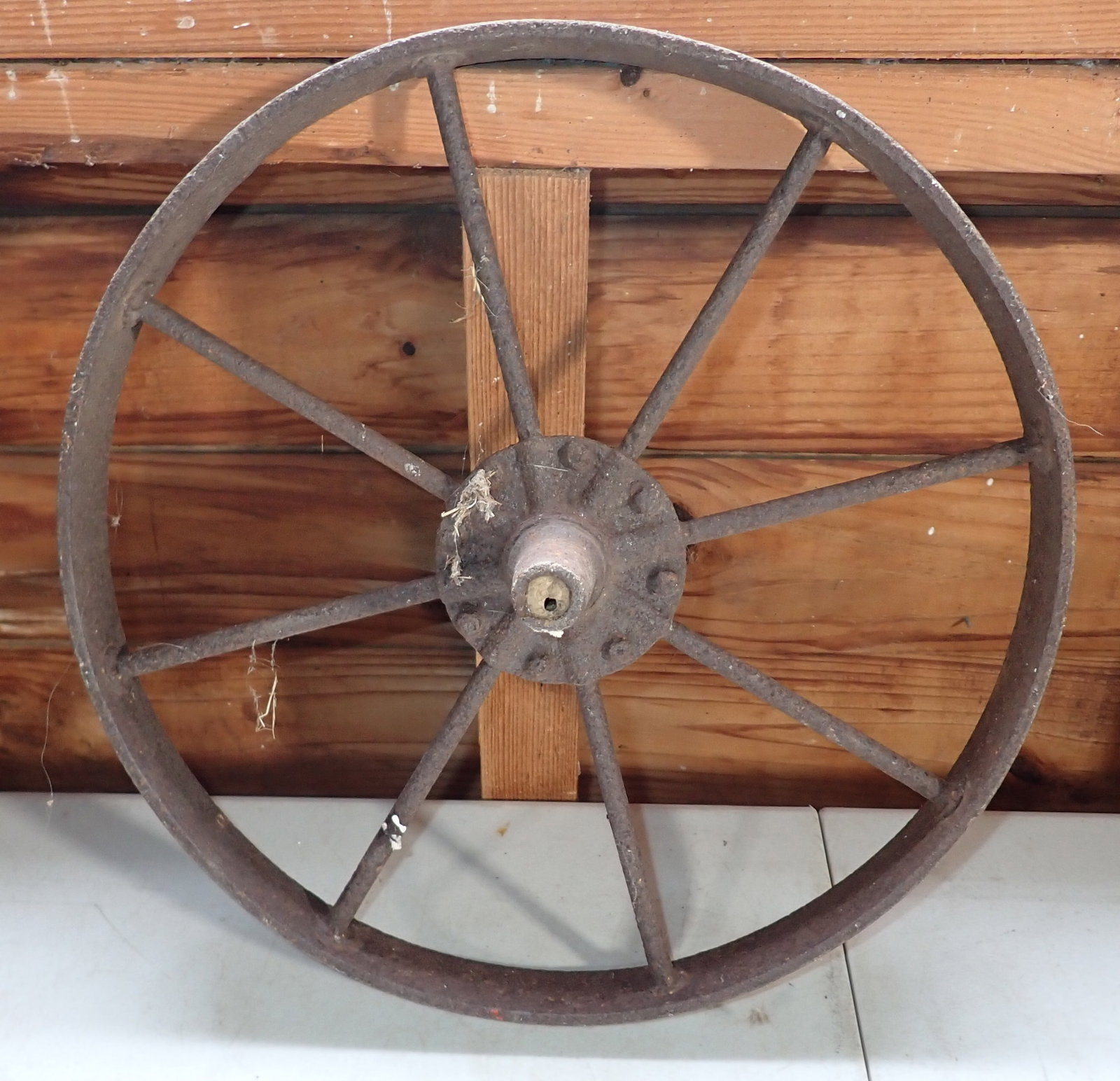 Iron Wheel: Approx 1 1/2" wide and 15" in diameter