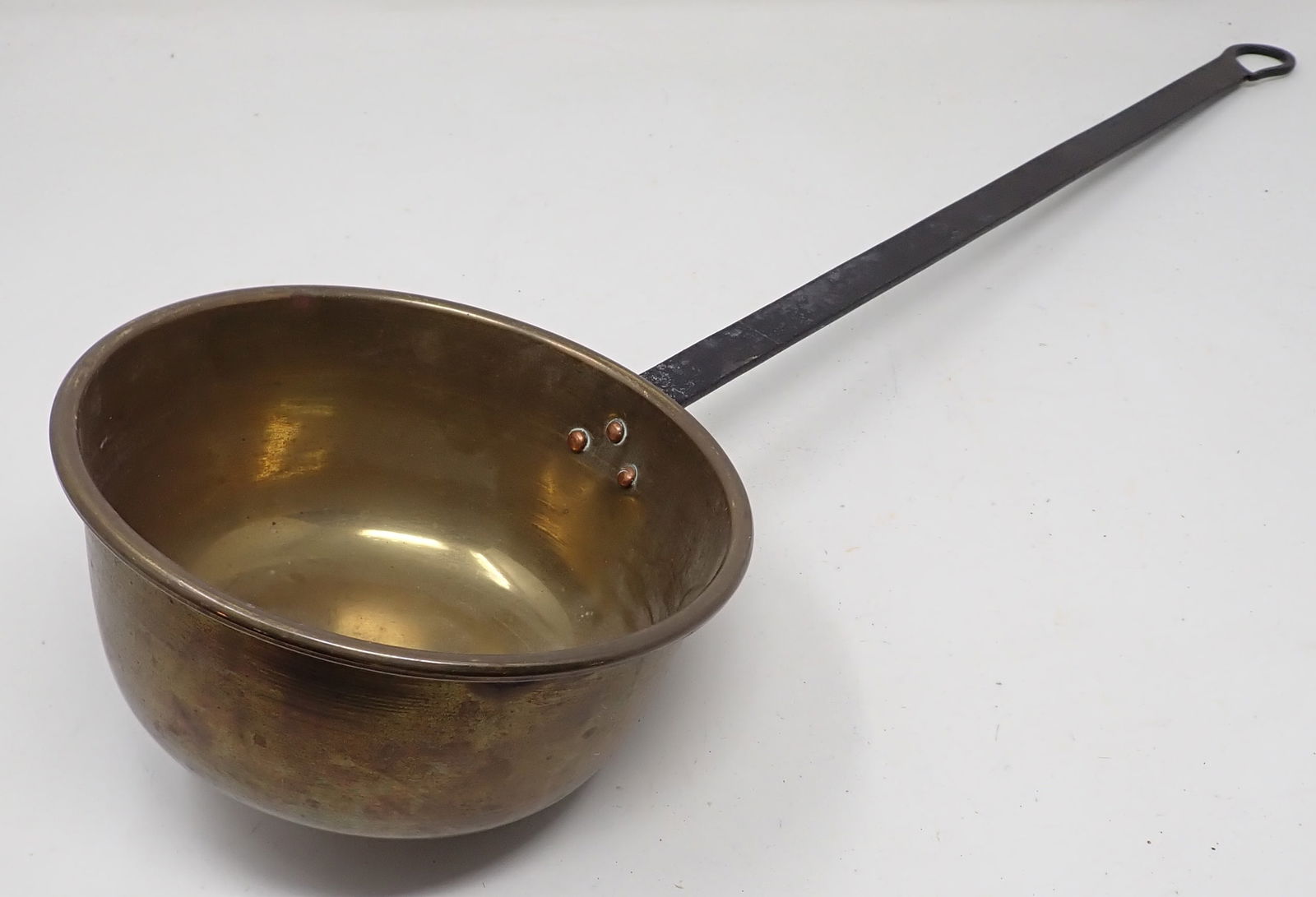 Brass Pot w/ Wrought Iron Handle (1 of 4)