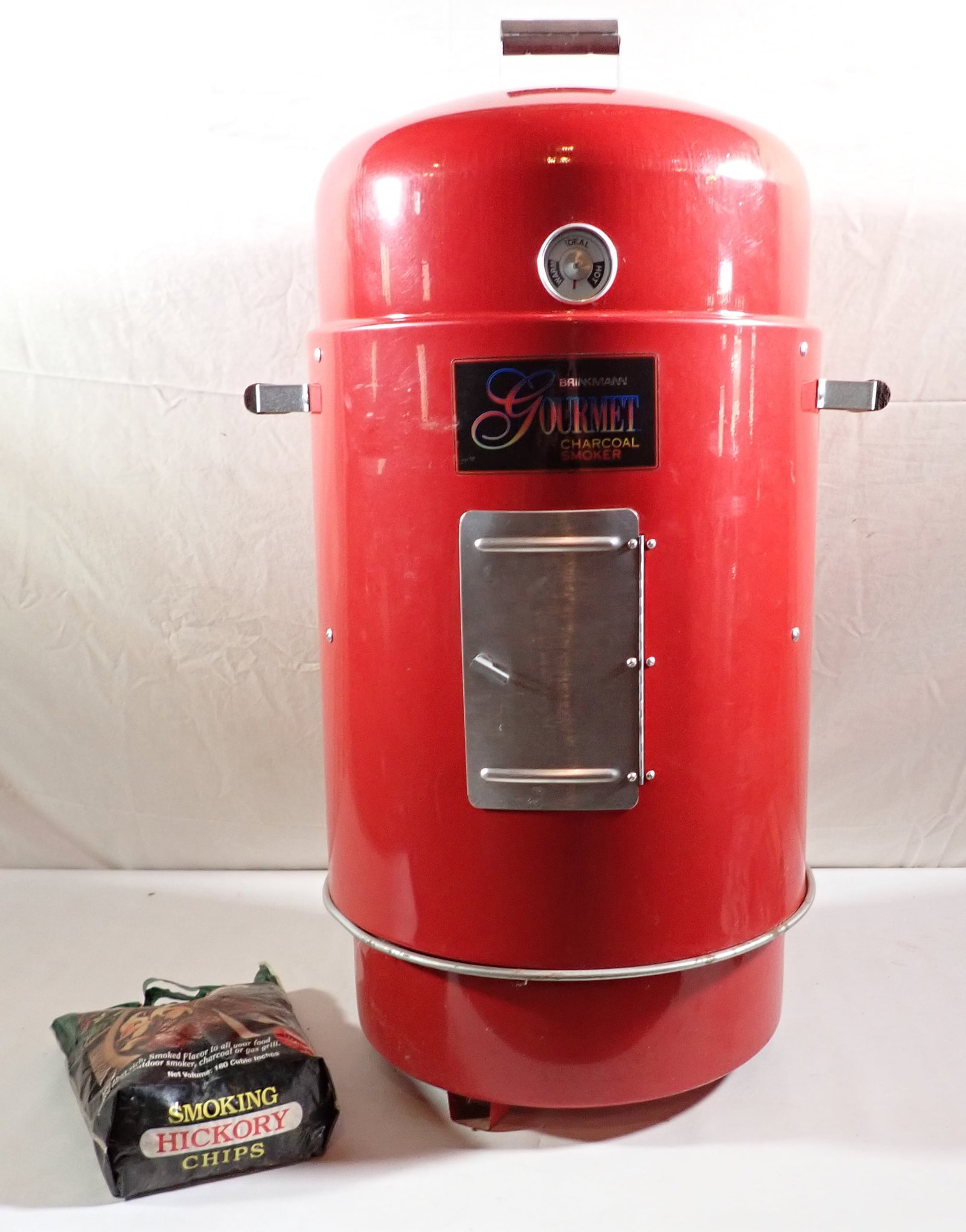 Brinkman Gourmet Charcoal Smoker: Approx 17" in diameter and 35 1/2" tall. No shipping