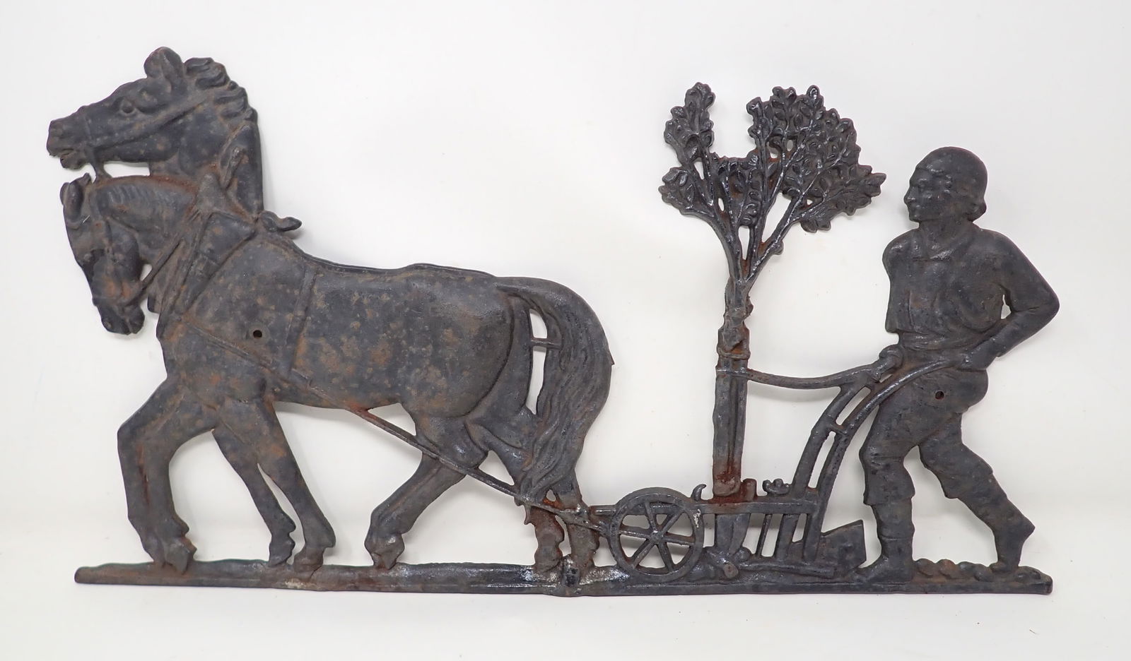 1957 JZH Horse Drawn Plow Cast Iron Plaque (1 of 3)