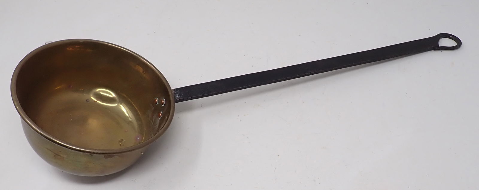 Brass Dipper w/ Wrought Iron Handle: Apprx 6 1/8" in diameter and 20 1/8" long
