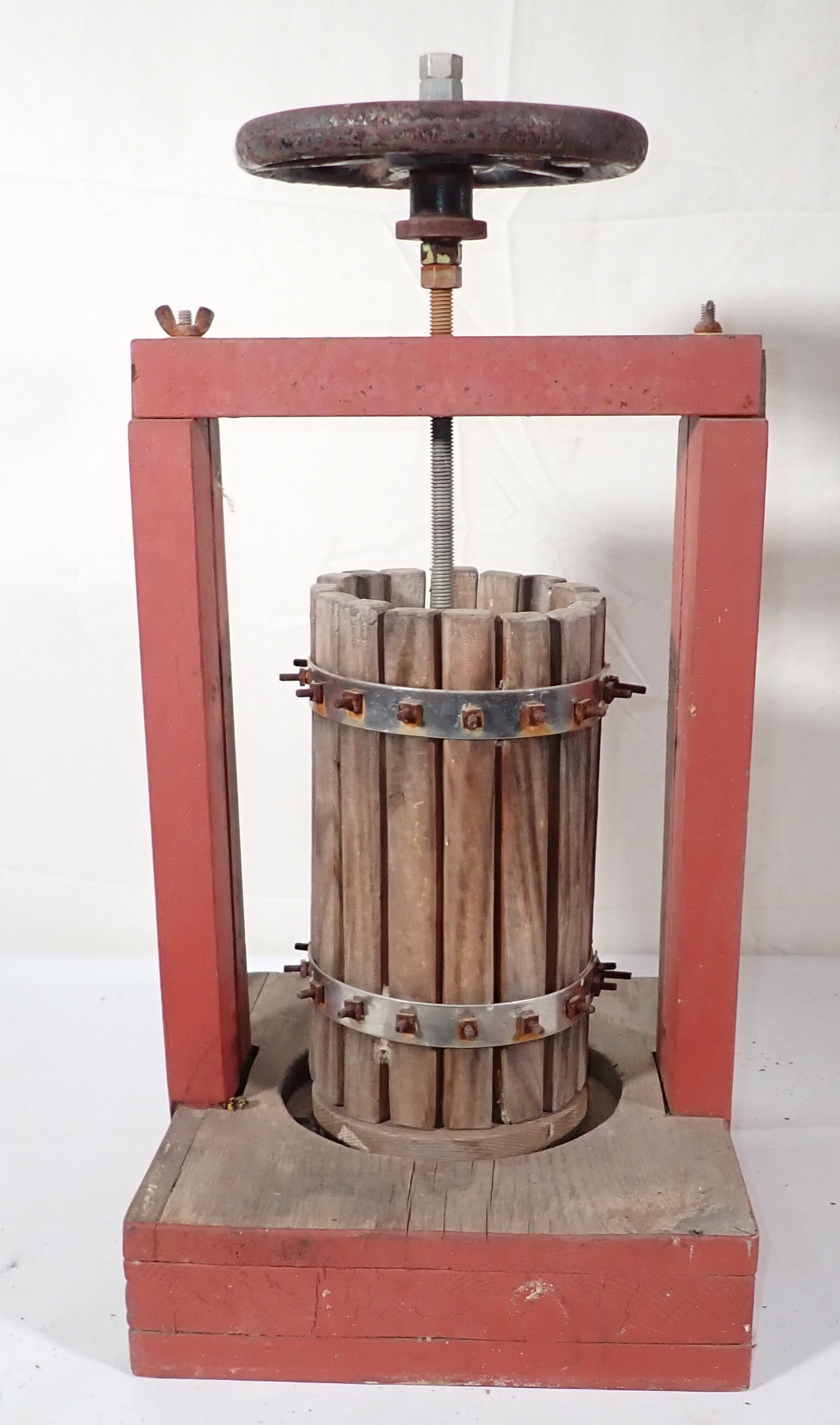 Wine Press: Apprx 12" x 14" x 24 1/2" tall. NO SHIPPING
