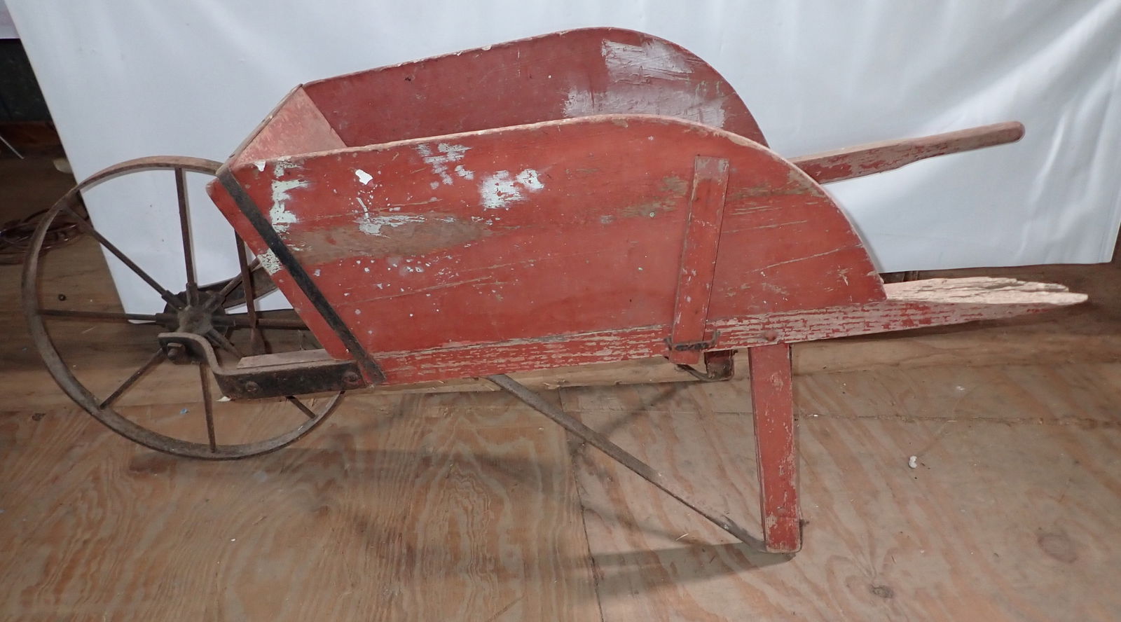 Wooden Wheel Barrow in Red Paint (1 of 3)