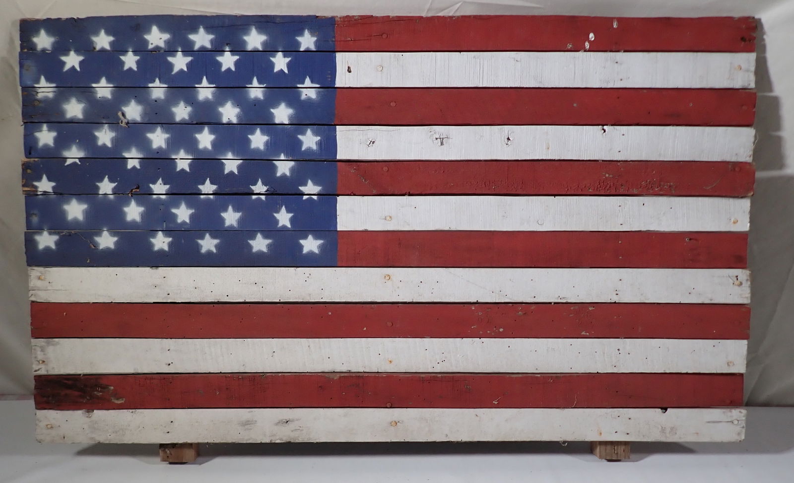 Wooden Lathe American Flag: Apprx 24 3/4" x 42". No shipping